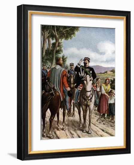 Risorgimento: Meeting at Teano De Vittorio Emanuele II (Victor Emmanuel Ii) (Victor-Emmanuel) (1820-Tancredi Scarpelli-Framed Giclee Print