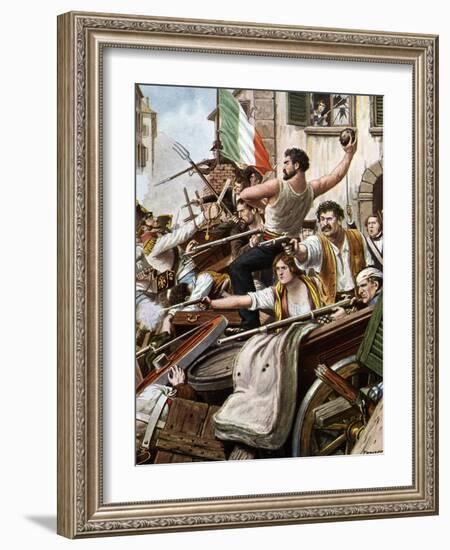 Risorgimento: the Five Days of Milan (Cinque Giornate Di Milano) (18-22 March 1848): it is One of T-Tancredi Scarpelli-Framed Giclee Print