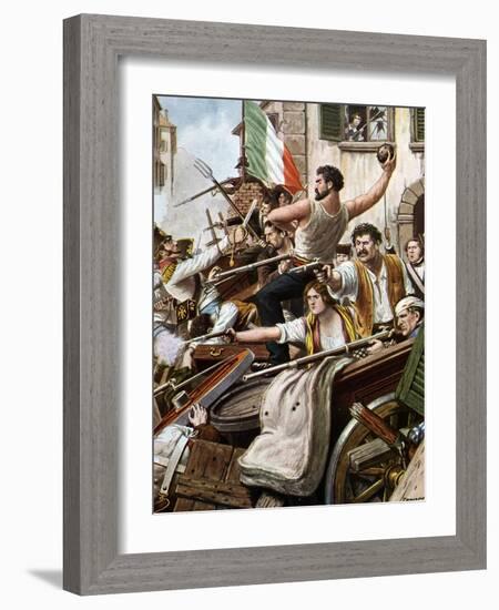 Risorgimento: the Five Days of Milan (Cinque Giornate Di Milano) (18-22 March 1848): it is One of T-Tancredi Scarpelli-Framed Giclee Print