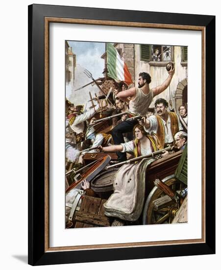 Risorgimento: the Five Days of Milan (Cinque Giornate Di Milano) (18-22 March 1848): it is One of T-Tancredi Scarpelli-Framed Giclee Print