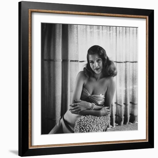 Rita Hayworth Posing in Evening Gown, Part of Wardrobe Columbia Pictures Bought for "Gilda"-Bob Landry-Framed Premium Photographic Print