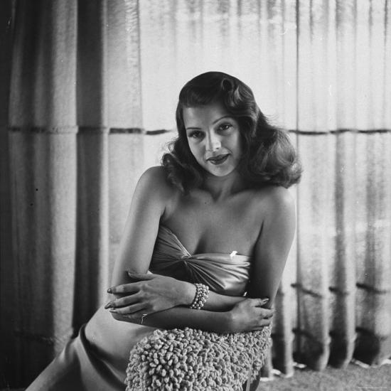 rita hayworth posing in evening gown part of wardrobe columbia
