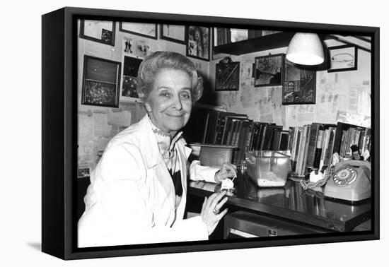 Rita Levi-Montalcini Sitting at a Desk-null-Framed Premier Image Canvas