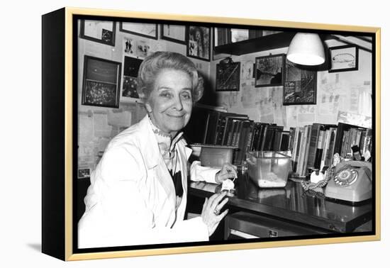 Rita Levi-Montalcini Sitting at a Desk-null-Framed Premier Image Canvas