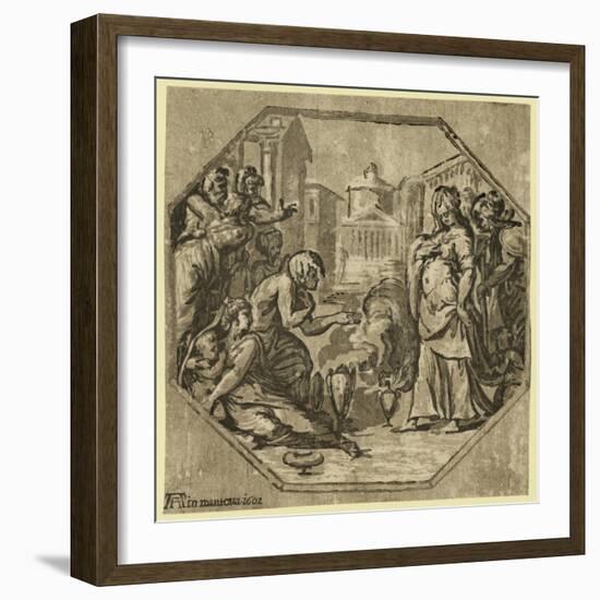 Ritual in Honor of Psyche. 1602. Chiaroscuro Woodcut-null-Framed Giclee Print