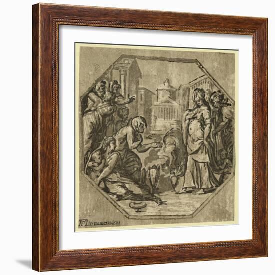 Ritual in Honor of Psyche. 1602. Chiaroscuro Woodcut-null-Framed Giclee Print