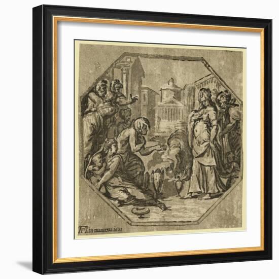 Ritual in Honor of Psyche. 1602. Chiaroscuro Woodcut-null-Framed Giclee Print