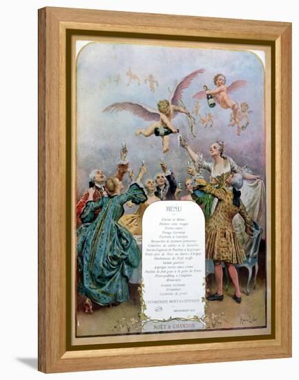 Ritz Restaurant Menu, Depicting a Group of Elegant 18th Century Men and Women Drinking Champagne-Maurice Leloir-Framed Premier Image Canvas