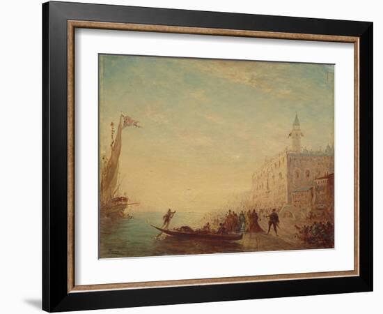 Riva Degli Schiavoni, Sunset, 1880S (Oil on Panel)-Felix Ziem-Framed Giclee Print