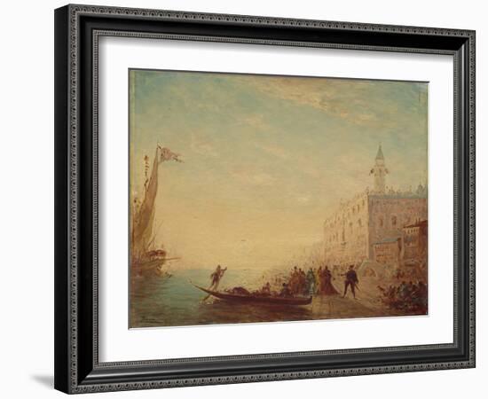 Riva Degli Schiavoni, Sunset, 1880S (Oil on Panel)-Felix Ziem-Framed Giclee Print