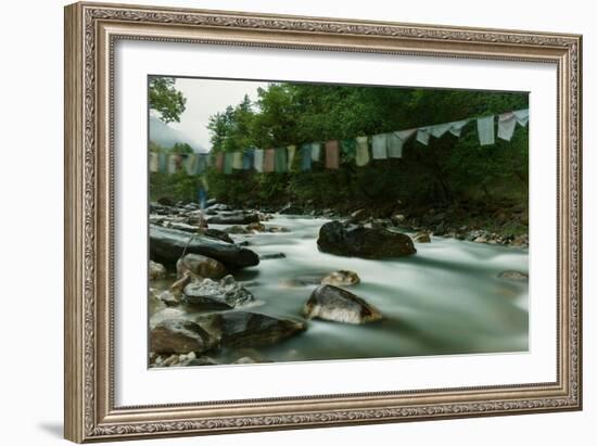 River and Flags, Bhutan (Photo)-null-Framed Giclee Print