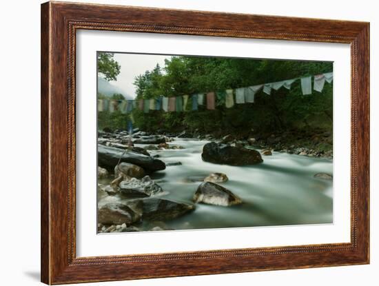 River and Flags, Bhutan (Photo)-null-Framed Giclee Print