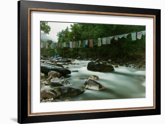 River and Flags, Bhutan (Photo)-null-Framed Giclee Print