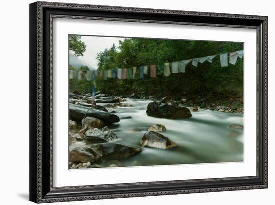 River and Flags, Bhutan (Photo)-null-Framed Giclee Print