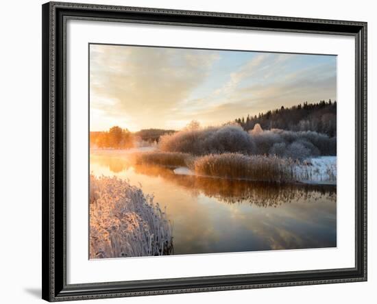 River and Trees in Winter, Storån, Åtvidaberg, Östergötland, Sweden-Utterström Photography-Framed Photographic Print