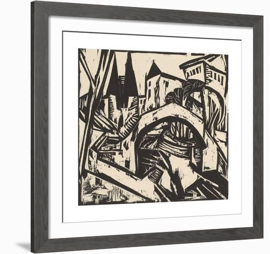 River Bank at Elisabeth - Berlin-Ernst Ludwig Kirchner-Framed Premium Giclee Print