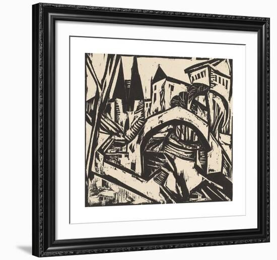 River Bank at Elisabeth - Berlin-Ernst Ludwig Kirchner-Framed Premium Giclee Print