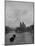 River Barge Churning up the Seine Past Notre Dame Cathedral on a Gloomy Winter Day-Ed Clark-Mounted Photographic Print