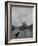 River Barge Churning up the Seine Past Notre Dame Cathedral on a Gloomy Winter Day-Ed Clark-Framed Photographic Print