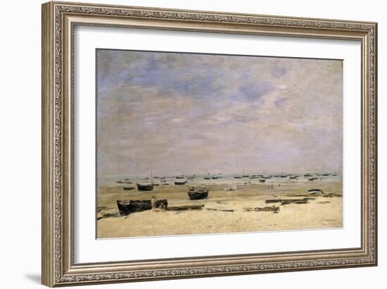 River Barges at Low Tide-Eugène Boudin-Framed Giclee Print