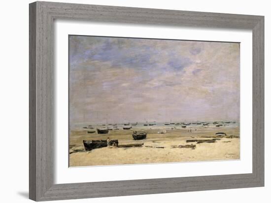 River Barges at Low Tide-Eugène Boudin-Framed Giclee Print