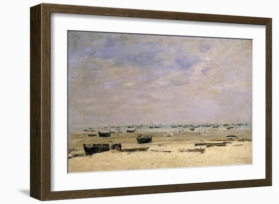 River Barges at Low Tide-Eugène Boudin-Framed Giclee Print