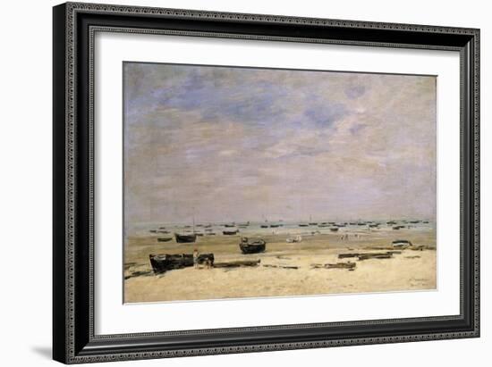 River Barges at Low Tide-Eugène Boudin-Framed Giclee Print