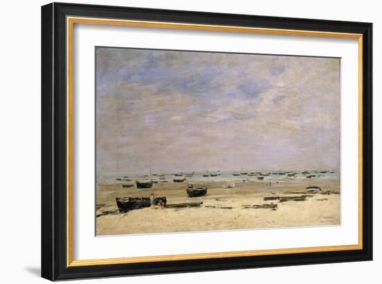 River Barges at Low Tide-Eugène Boudin-Framed Giclee Print