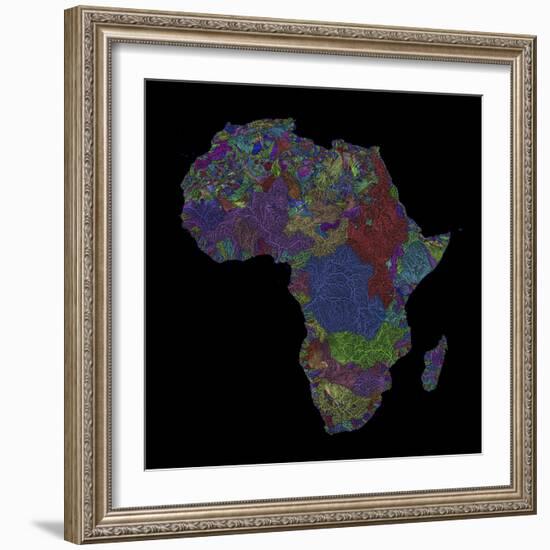 River Basins Of Africa In Rainbow Colours-Grasshopper Geography-Framed Giclee Print