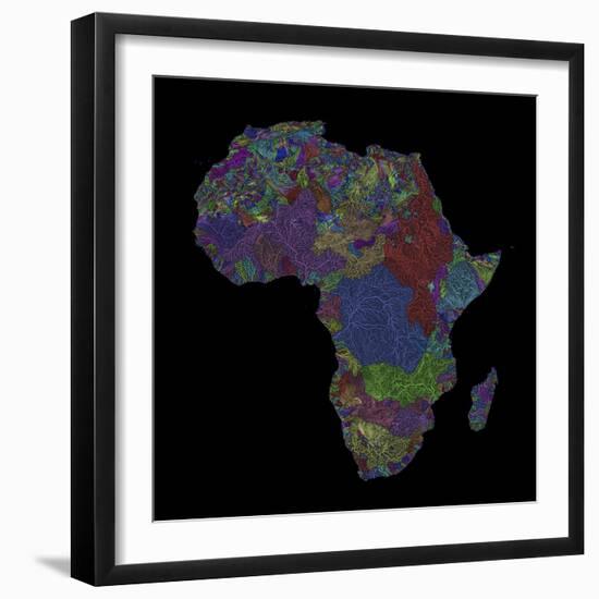 River Basins Of Africa In Rainbow Colours-Grasshopper Geography-Framed Giclee Print