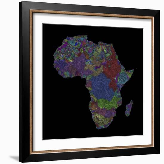 River Basins Of Africa In Rainbow Colours-Grasshopper Geography-Framed Giclee Print