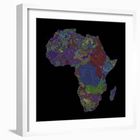River Basins Of Africa In Rainbow Colours-Grasshopper Geography-Framed Giclee Print