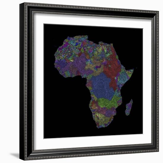 River Basins Of Africa In Rainbow Colours-Grasshopper Geography-Framed Giclee Print