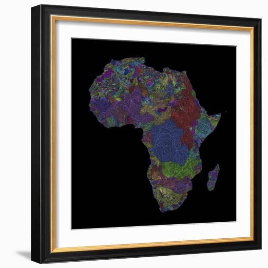 River Basins Of Africa In Rainbow Colours-Grasshopper Geography-Framed Giclee Print