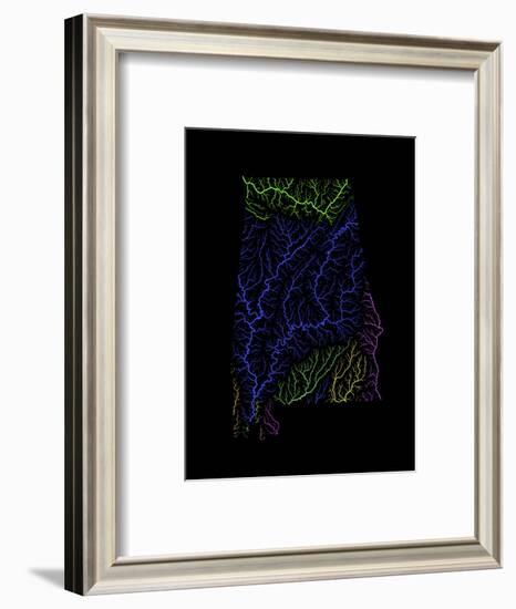 River Basins Of Alabama In Rainbow Colours-Grasshopper Geography-Framed Giclee Print