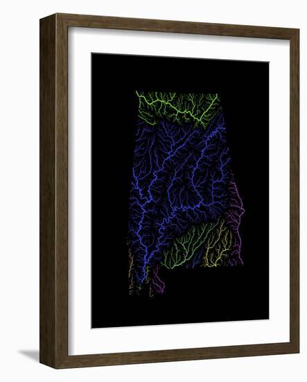 River Basins Of Alabama In Rainbow Colours-Grasshopper Geography-Framed Giclee Print