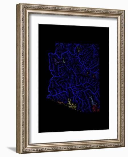 River Basins Of Arizona In Rainbow Colours-Grasshopper Geography-Framed Giclee Print