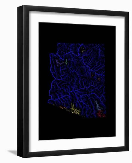 River Basins Of Arizona In Rainbow Colours-Grasshopper Geography-Framed Giclee Print