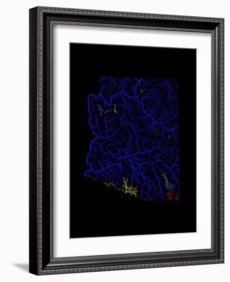 River Basins Of Arizona In Rainbow Colours-Grasshopper Geography-Framed Giclee Print