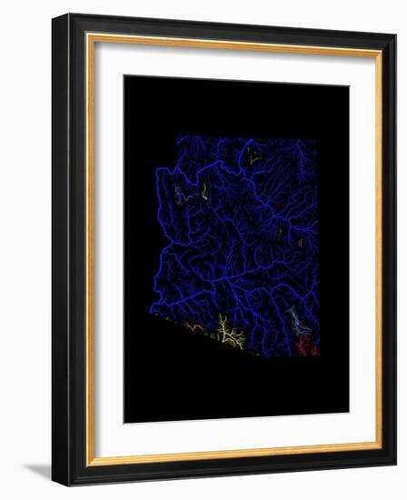 River Basins Of Arizona In Rainbow Colours-Grasshopper Geography-Framed Giclee Print