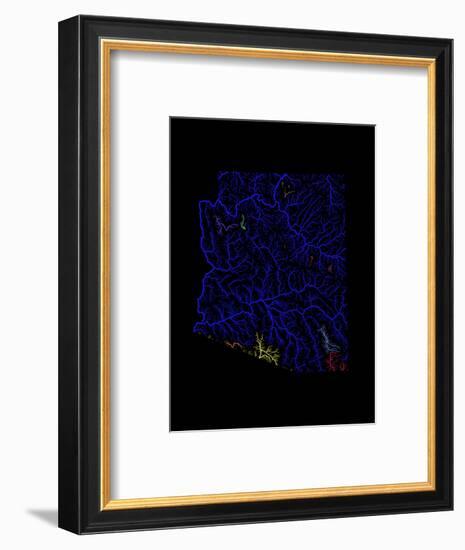 River Basins Of Arizona In Rainbow Colours-Grasshopper Geography-Framed Giclee Print