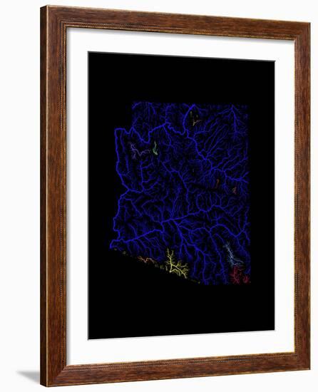 River Basins Of Arizona In Rainbow Colours-Grasshopper Geography-Framed Giclee Print