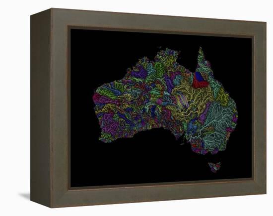 River Basins Of Australia In Rainbow Colours-Grasshopper Geography-Framed Premier Image Canvas