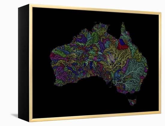 River Basins Of Australia In Rainbow Colours-Grasshopper Geography-Framed Premier Image Canvas