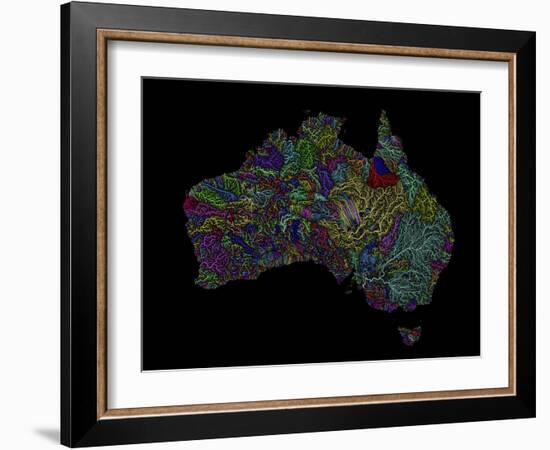 River Basins Of Australia In Rainbow Colours-Grasshopper Geography-Framed Giclee Print
