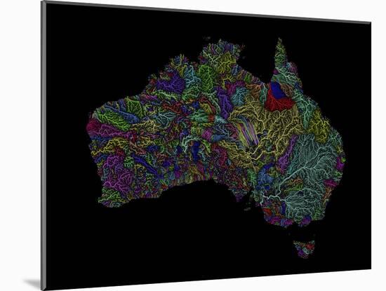 River Basins Of Australia In Rainbow Colours-Grasshopper Geography-Mounted Giclee Print