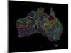 River Basins Of Australia In Rainbow Colours-Grasshopper Geography-Mounted Giclee Print