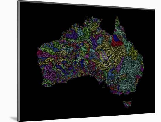 River Basins Of Australia In Rainbow Colours-Grasshopper Geography-Mounted Premium Giclee Print