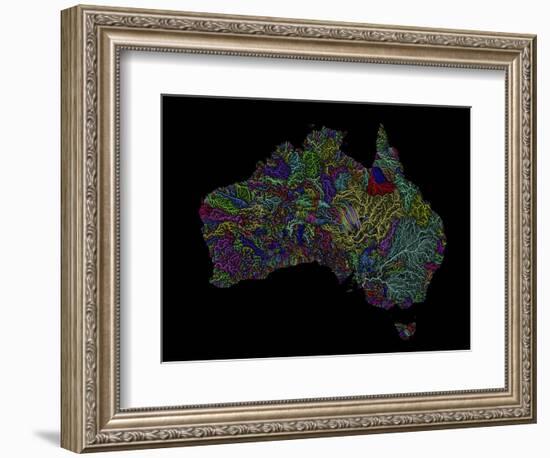 River Basins Of Australia In Rainbow Colours-Grasshopper Geography-Framed Giclee Print