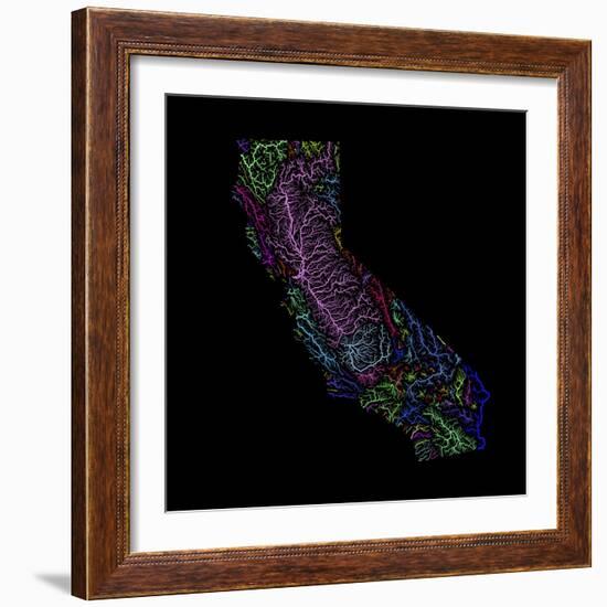 River Basins Of California In Rainbow Colours-Grasshopper Geography-Framed Giclee Print